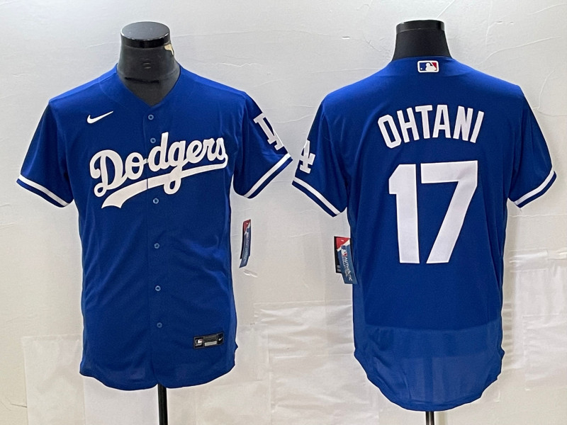 Men's Los Angeles Dodgers #17 Shohei Ohtani Blue Flex Base Stitched Baseball Jersey